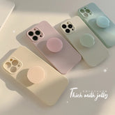 Candy Color Soft Silicone Case with Holder For iPhone Shockproof Plain Bumper